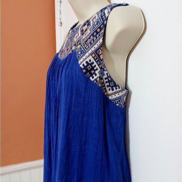 Doe & Rae Woven Gauze Tapestry Top Blue Medium - Picture 4 of 11